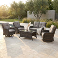 8 Pieces Patio Furniture Sets with Swivel Rocking Chairs,High-Back Rattan Patio Outdoor Conversation Set with 2-Seat Sofa & Coffee Table for Porch Deck Backyard Poolside