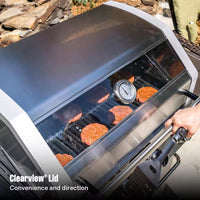 4-Burner Propane Gas Grill in Stainless with Clear View Lid, LED Controls, Side and Sear Burners