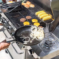 4-Burner Propane Gas Grill in Stainless with Clear View Lid, LED Controls, Side and Sear Burners
