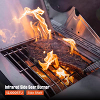 4-Burner Propane Gas Grill in Stainless with Clear View Lid, LED Controls, Side and Sear Burners